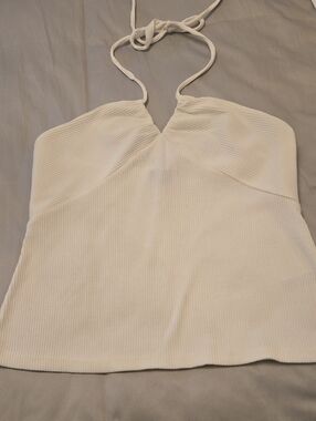 Current Air Cream Ribbed Halter Camisole